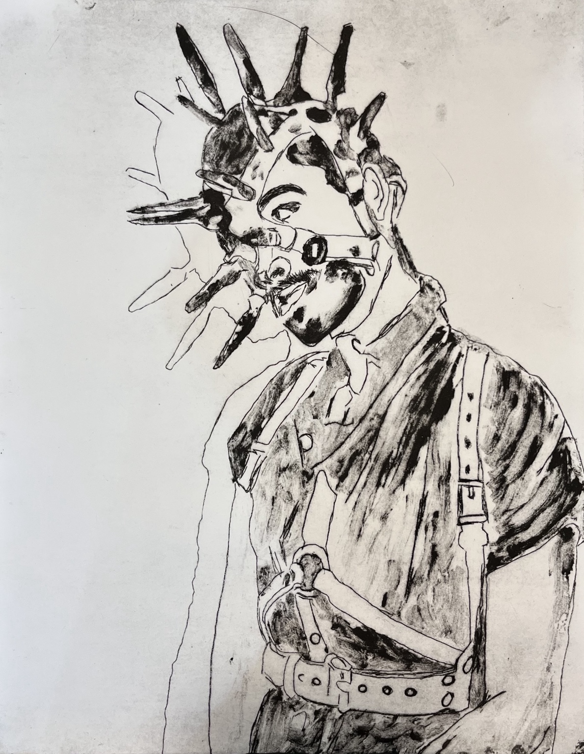 Retrato com máscara e espinhos